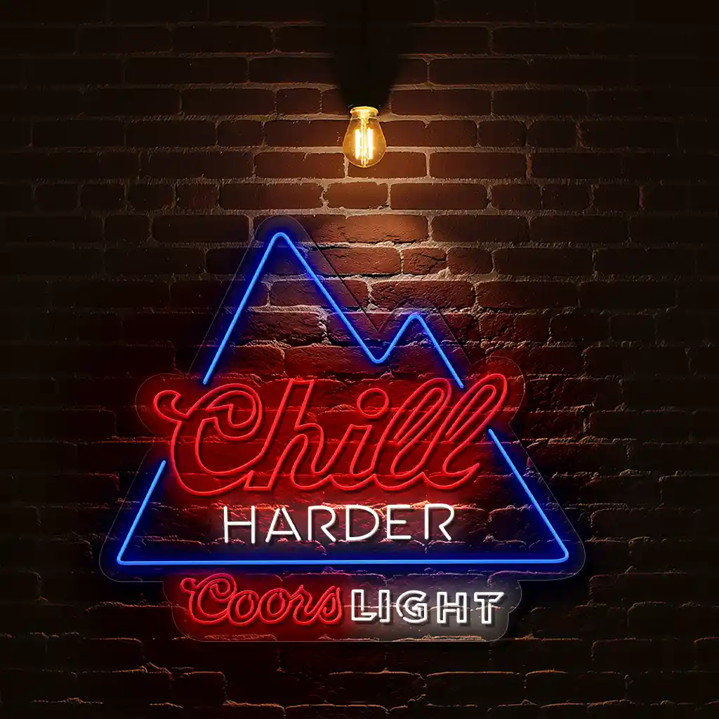chill harder with coors light neon sign mountain design 1 chill harder with coors light neon sign mountain design 1