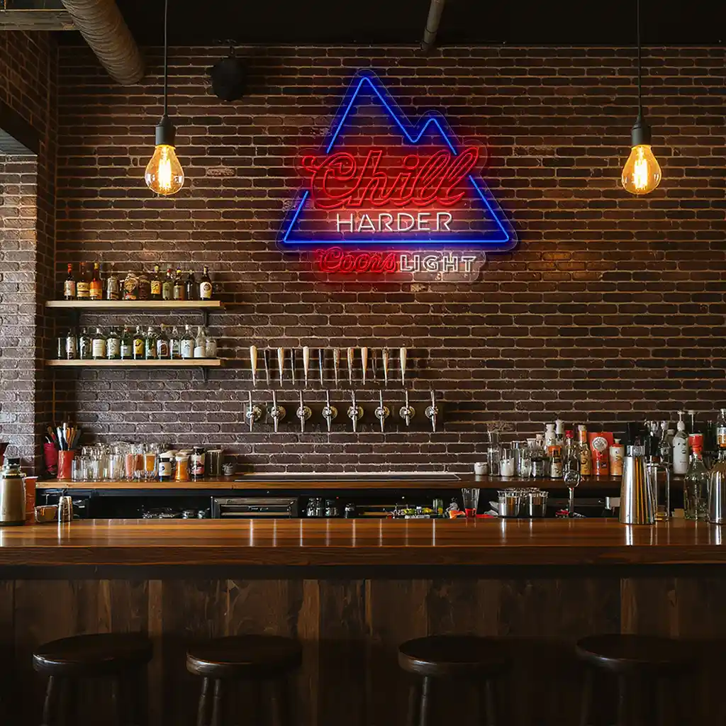 chill harder with coors light neon sign mountain design 3 chill harder with coors light neon sign mountain design 3