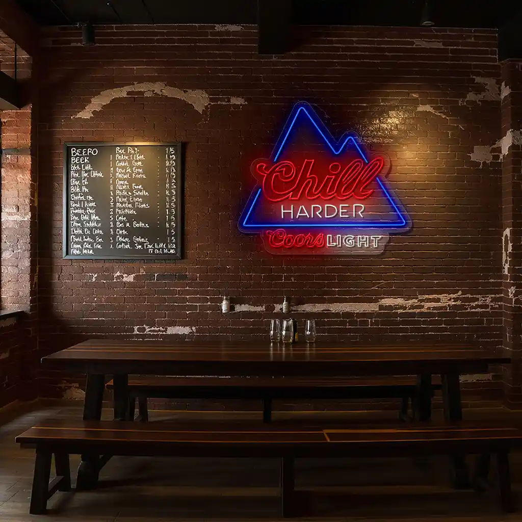 chill harder with coors light neon sign mountain design 4 chill harder with coors light neon sign mountain design 4
