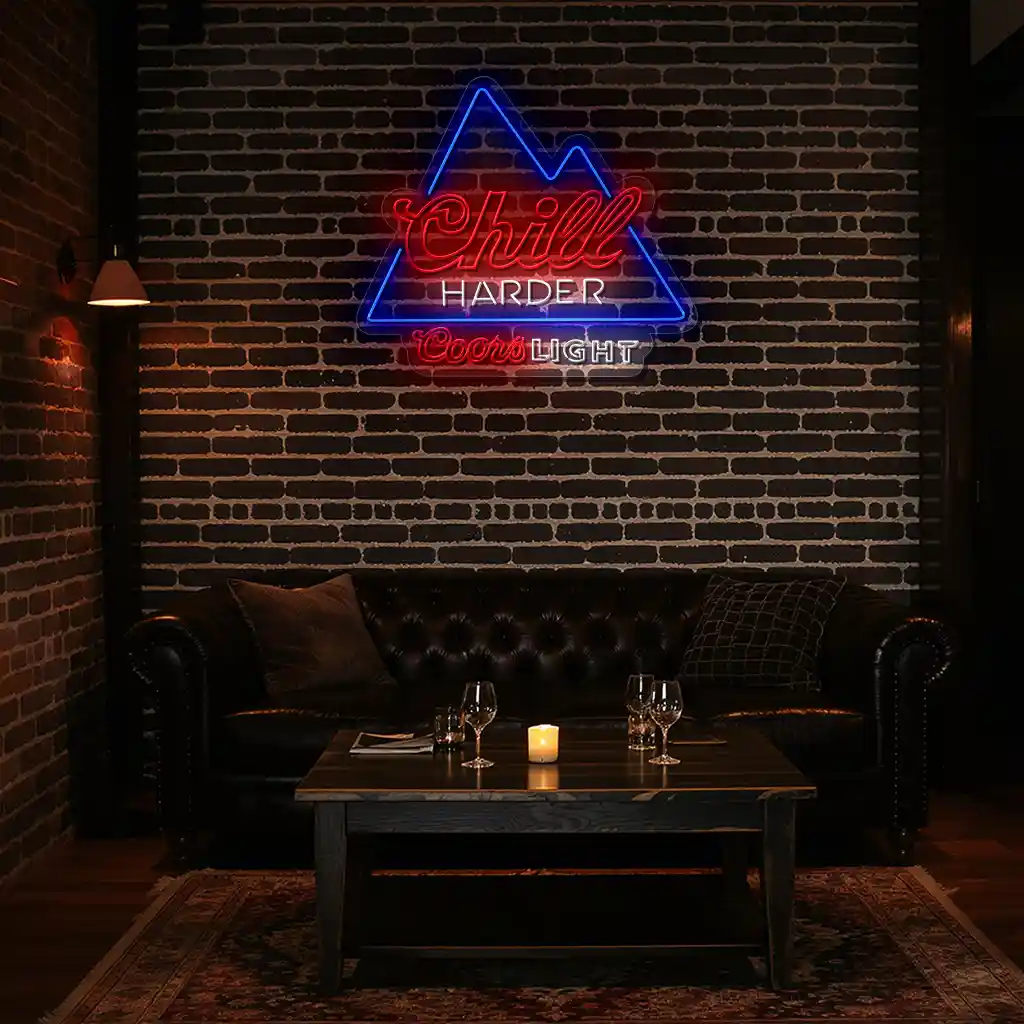 chill harder with coors light neon sign mountain design 5 chill harder with coors light neon sign mountain design 5