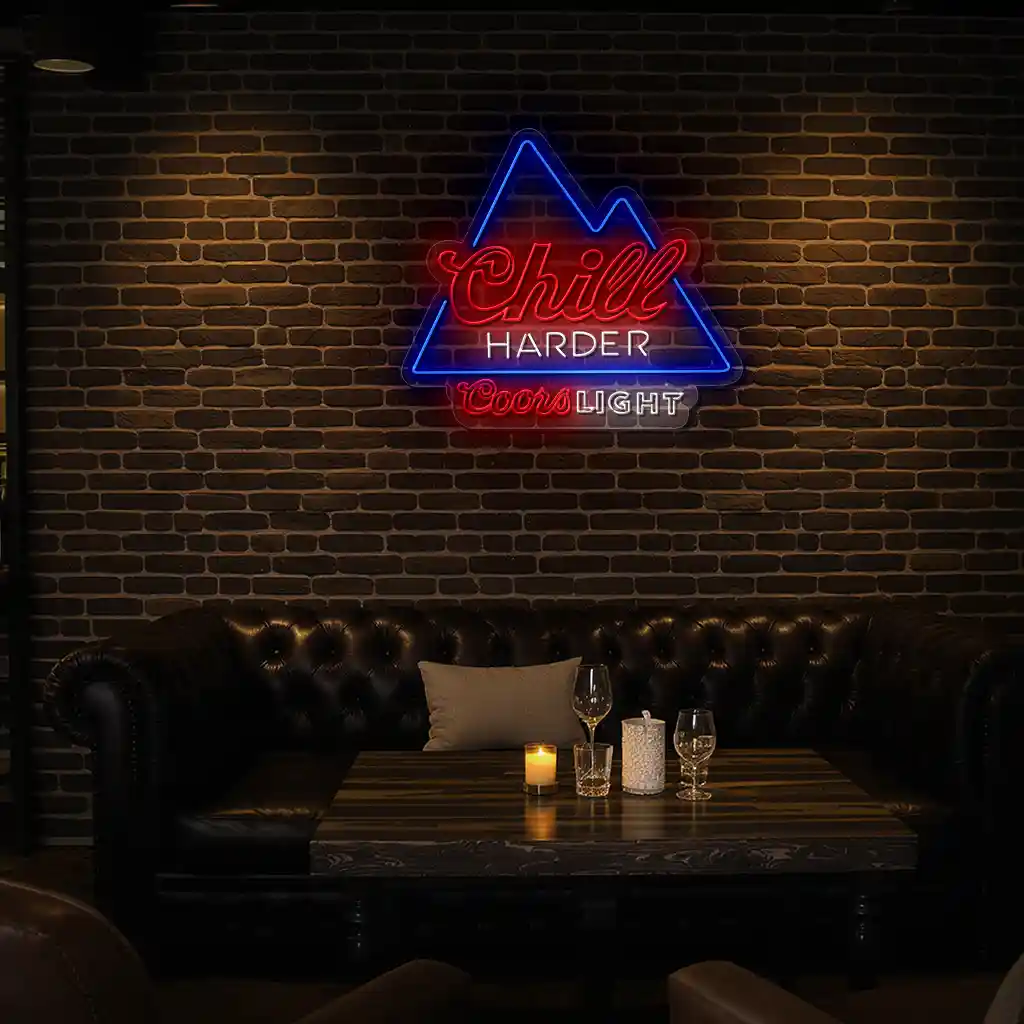 chill harder with coors light neon sign mountain design 6 chill harder with coors light neon sign mountain design 6