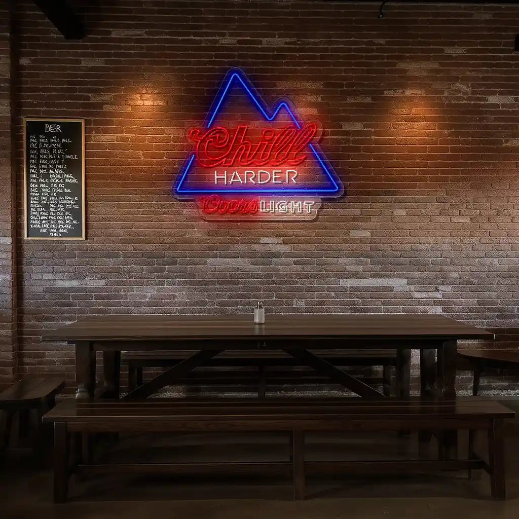 chill harder with coors light neon sign mountain design 7 chill harder with coors light neon sign mountain design 7