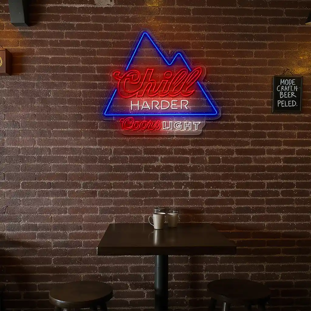 chill harder with coors light neon sign mountain design 8 chill harder with coors light neon sign mountain design 8
