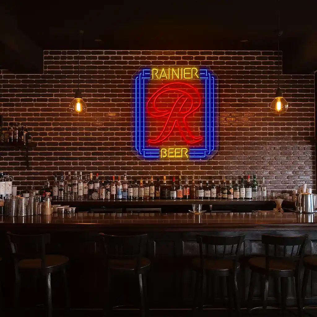 classic rainier beer neon sign vibrant red and blue design 2 classic rainier beer neon sign vibrant red and blue design 2