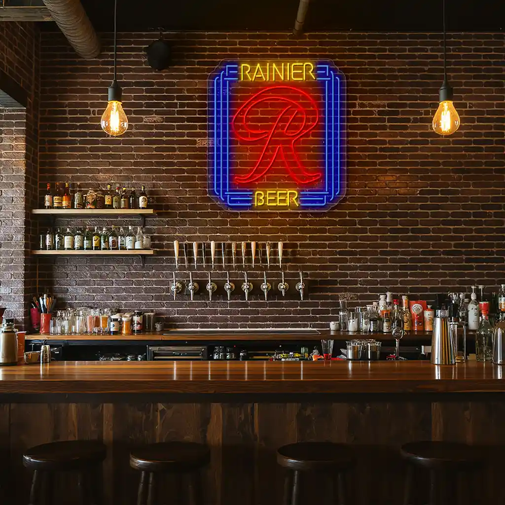 classic rainier beer neon sign vibrant red and blue design 3 classic rainier beer neon sign vibrant red and blue design 3