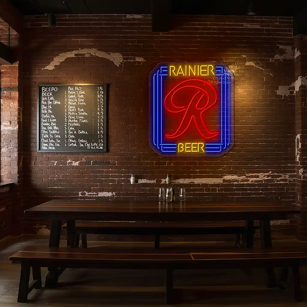 classic rainier beer neon sign vibrant red and blue design 4 classic rainier beer neon sign vibrant red and blue design 4