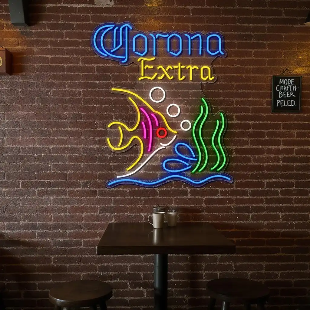 colorful neon fish sign for a vibrant bar or home decor premium grade colorful neon fish sign for a vibrant bar or home decor premium grade