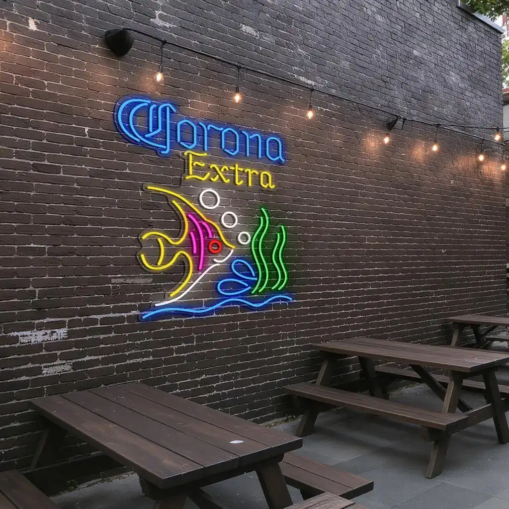 colorful neon fish sign for a vibrant bar or home decor trendy colorful neon fish sign for a vibrant bar or home decor trendy