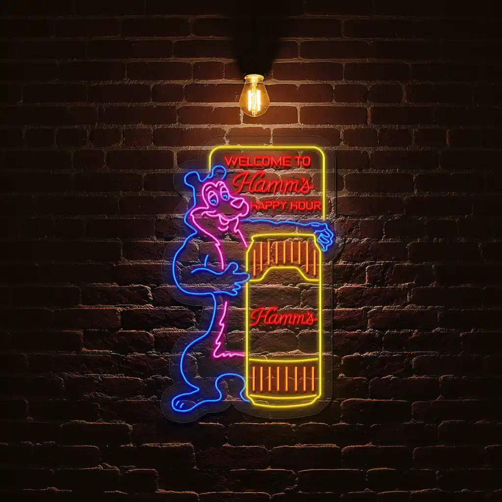 colorful neon sign for hamms happy hour unique bar decor best selling colorful neon sign for hamms happy hour unique bar decor best selling