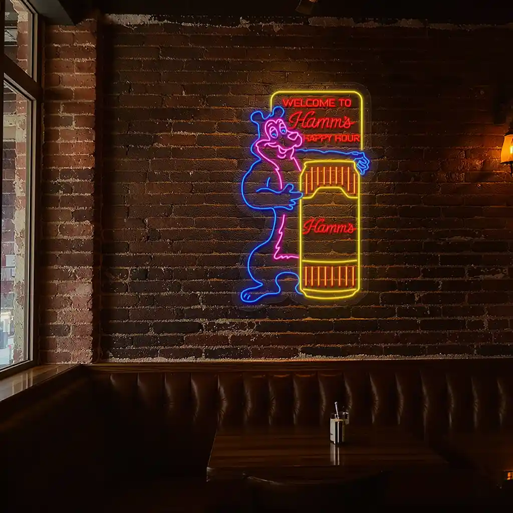 colorful neon sign for hamms happy hour unique bar decor top rated colorful neon sign for hamms happy hour unique bar decor top rated