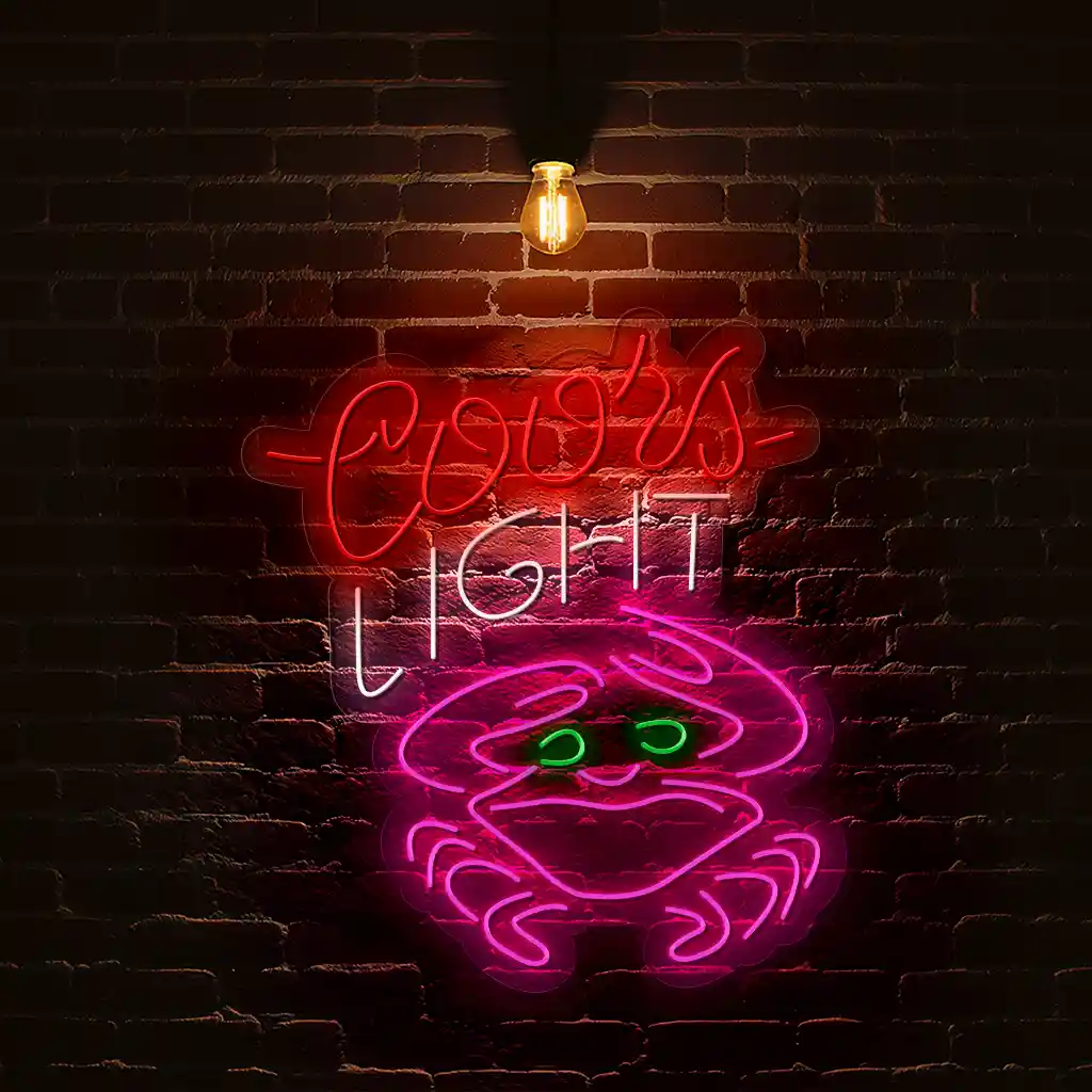 coors light neon sign with crab design for bars and man caves 1 coors light neon sign with crab design for bars and man caves 1