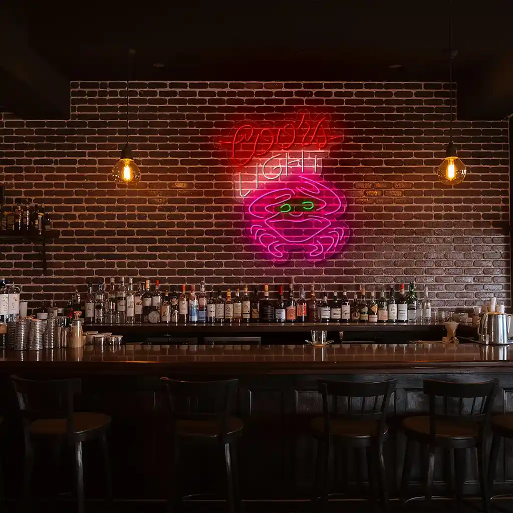 coors light neon sign with crab design for bars and man caves 2 coors light neon sign with crab design for bars and man caves 2