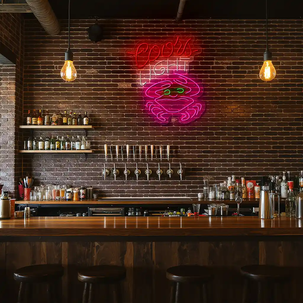 coors light neon sign with crab design for bars and man caves 3 coors light neon sign with crab design for bars and man caves 3