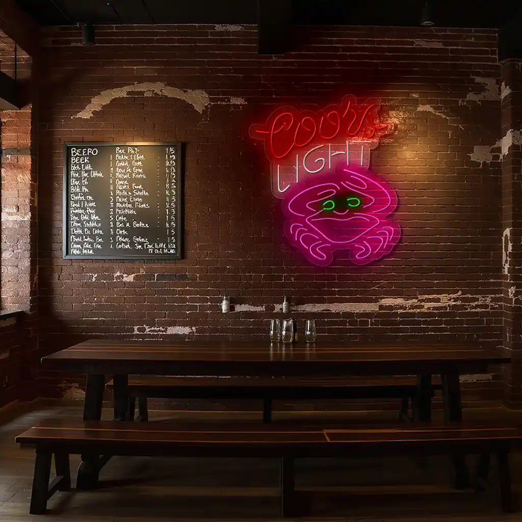 coors light neon sign with crab design for bars and man caves 4 coors light neon sign with crab design for bars and man caves 4
