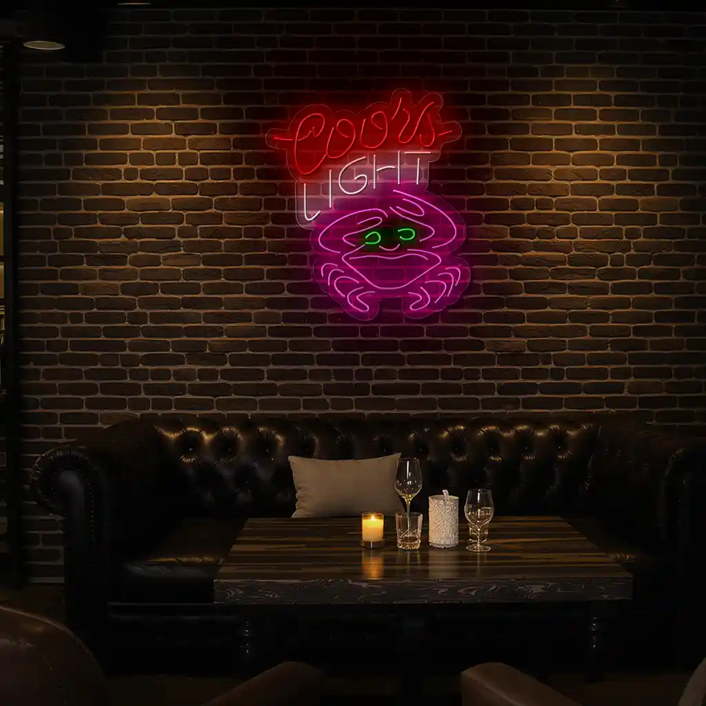 coors light neon sign with crab design for bars and man caves 6 coors light neon sign with crab design for bars and man caves 6