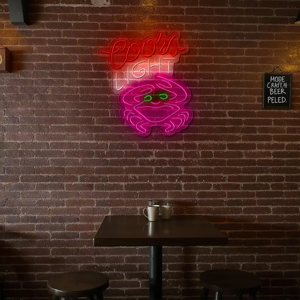 coors light neon sign with crab design for bars and man caves 8 coors light neon sign with crab design for bars and man caves 8