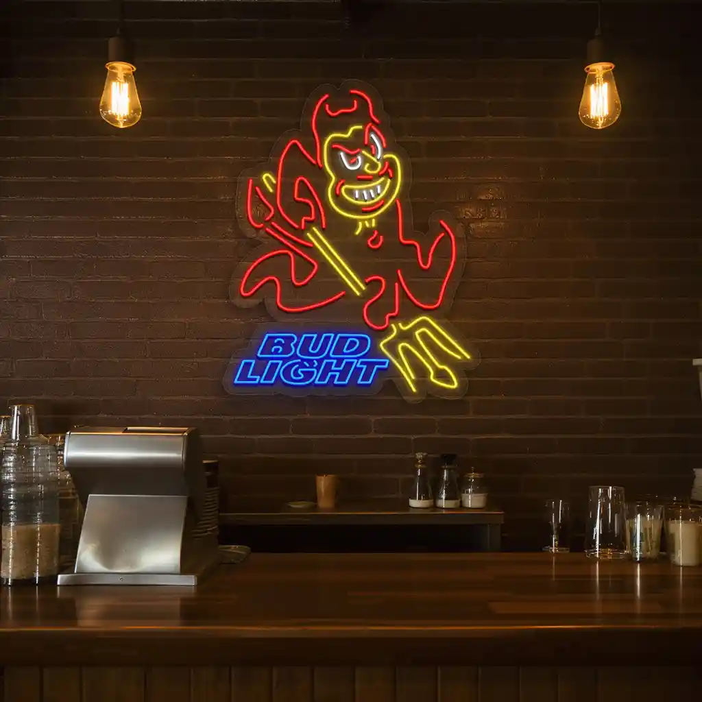 eye catching devilish bud light neon sign for bars man caves 2 eye catching devilish bud light neon sign for bars man caves 2