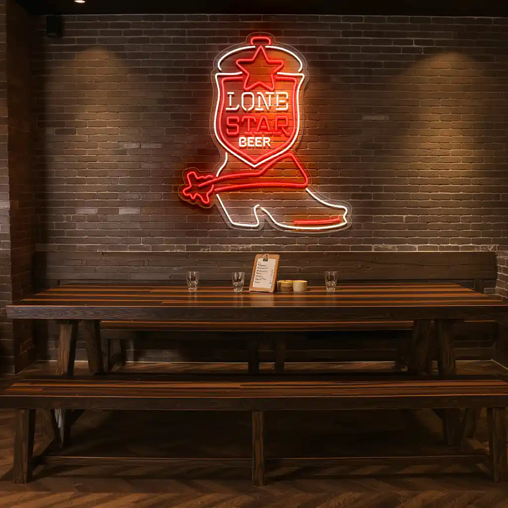 lone star beer neon sign classic cowboy boot design 3 lone star beer neon sign classic cowboy boot design 3