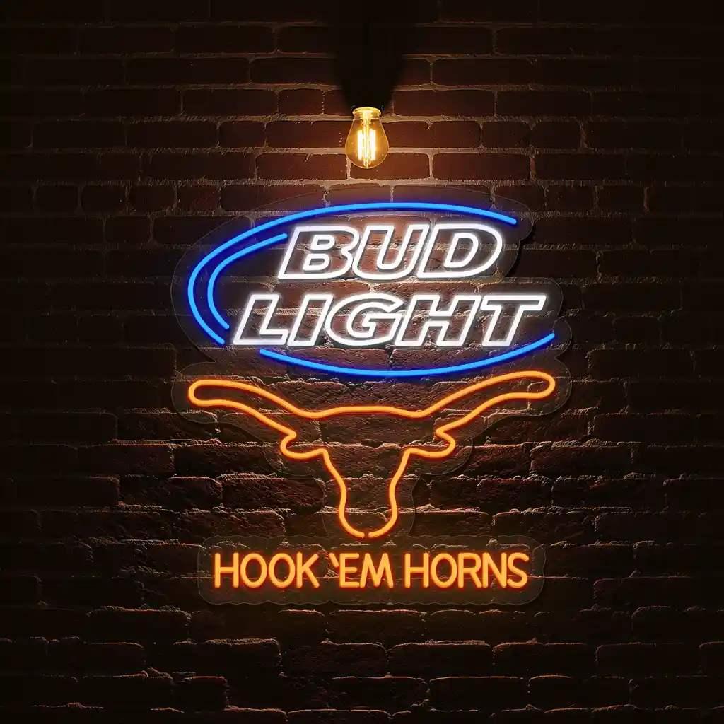 neon bar sign bud light hook em horns unique design 1 neon bar sign bud light hook em horns unique design 1