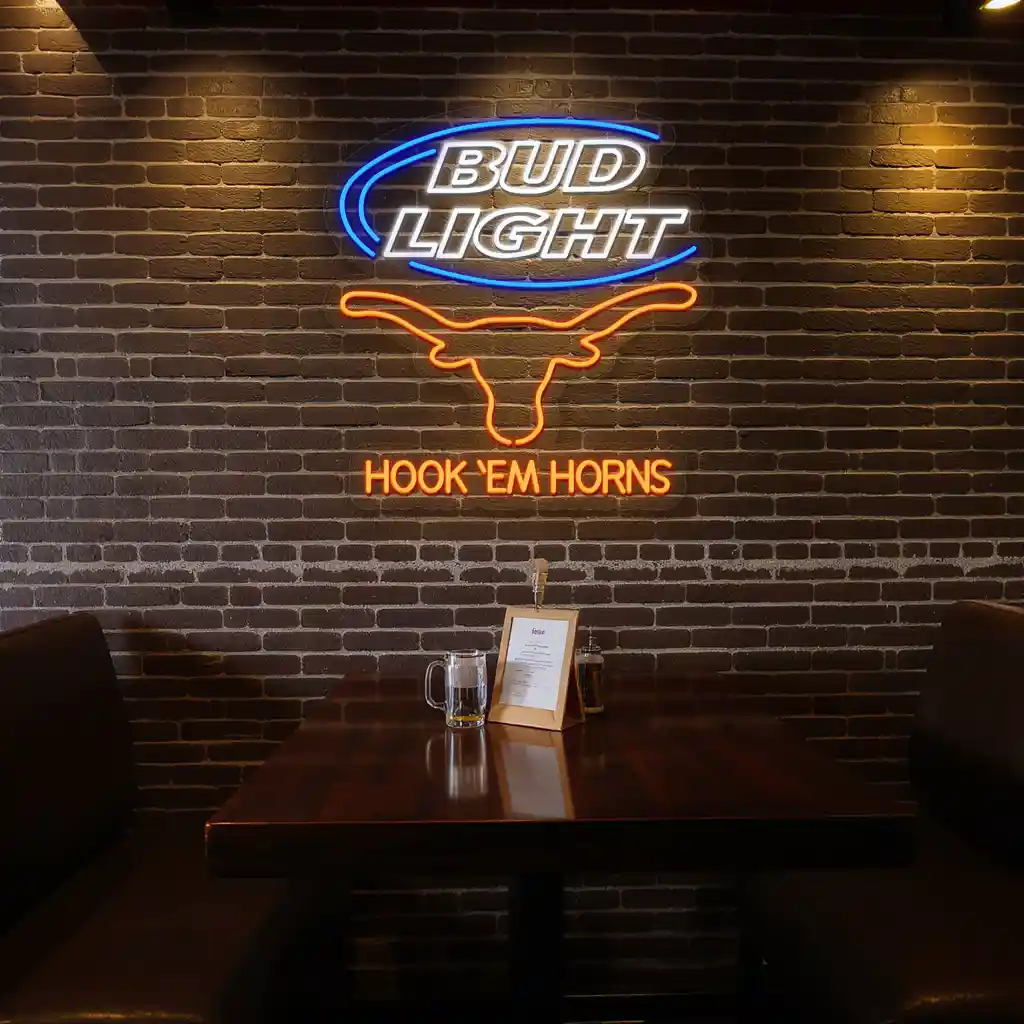 neon bar sign bud light hook em horns unique design 4 neon bar sign bud light hook em horns unique design 4