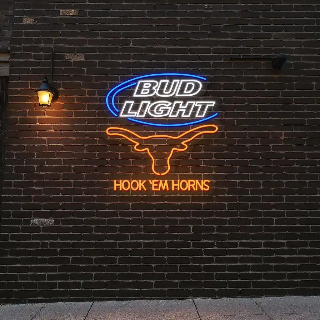 neon bar sign bud light hook em horns unique design 5 neon bar sign bud light hook em horns unique design 5