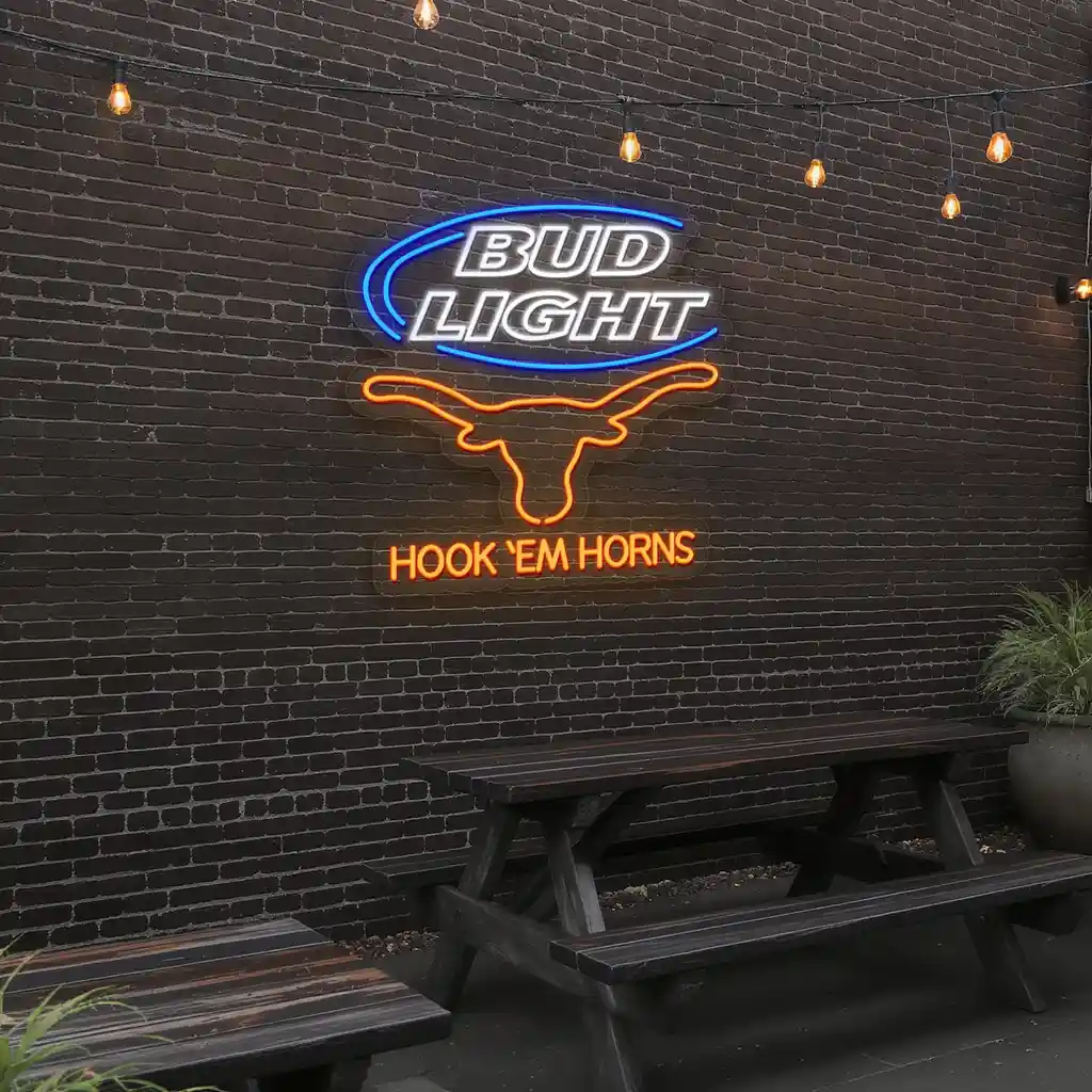 neon bar sign bud light hook em horns unique design 6 neon bar sign bud light hook em horns unique design 6