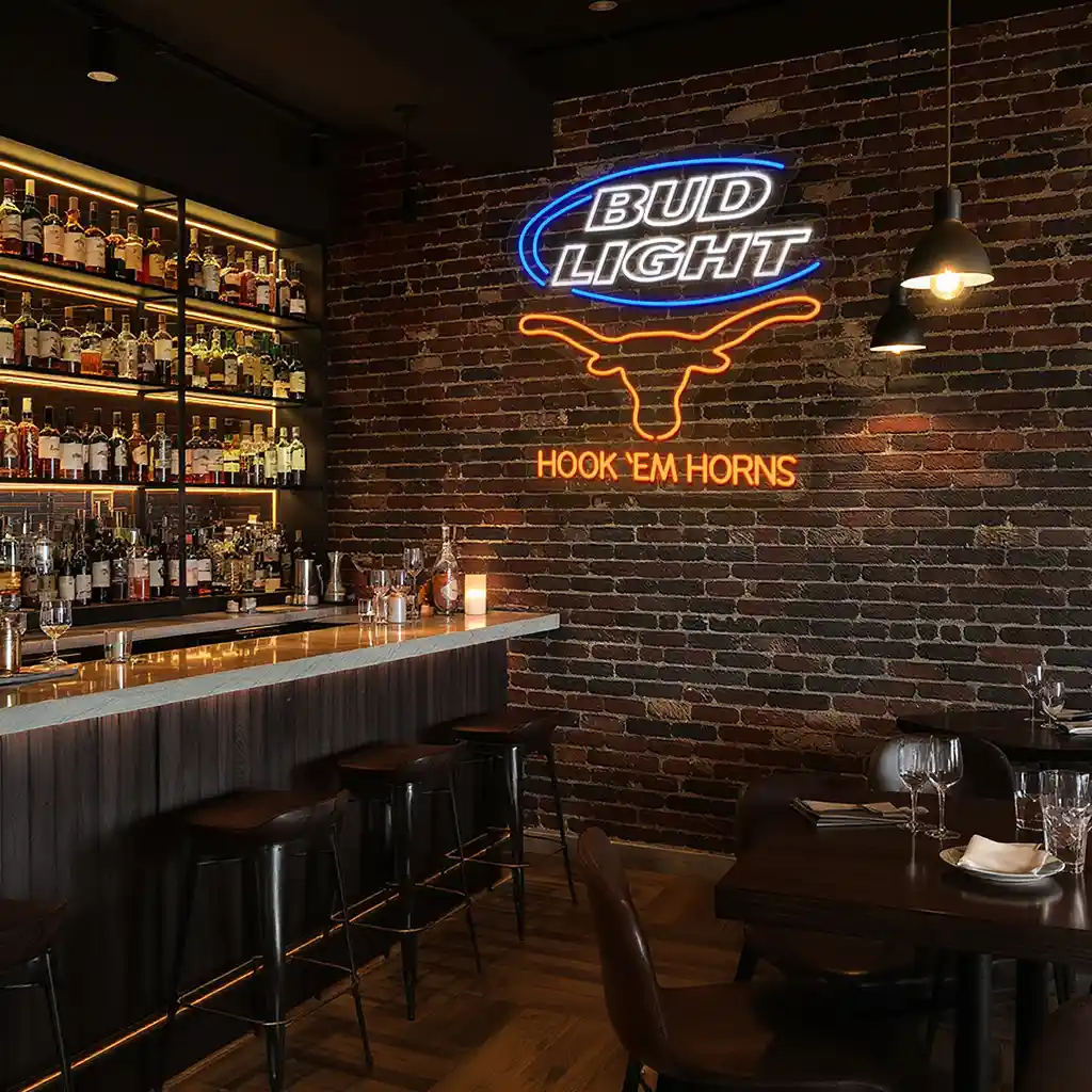 neon bar sign bud light hook em horns unique design 8 neon bar sign bud light hook em horns unique design 8
