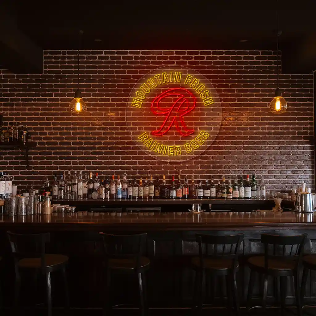 neon bar sign design mountain fresh rainier beer display 1 neon bar sign design mountain fresh rainier beer display 1