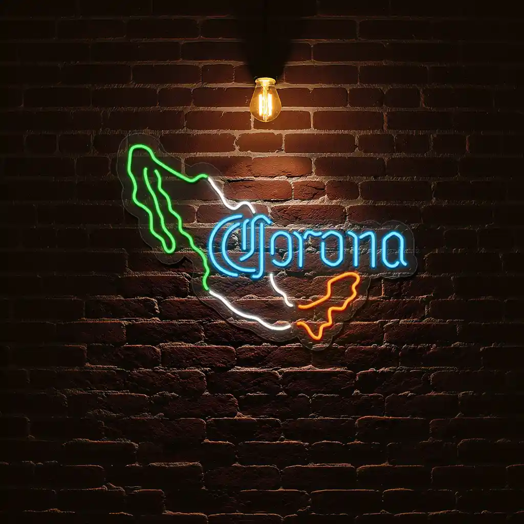 neon signs vibrant mexican map design with corona logo 1 neon signs vibrant mexican map design with corona logo 1