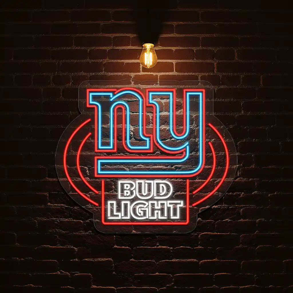 ny sports neon sign with bud light logo unique wall decor 1 ny sports neon sign with bud light logo unique wall decor 1