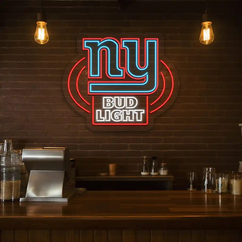 ny sports neon sign with bud light logo unique wall decor 2 ny sports neon sign with bud light logo unique wall decor 2
