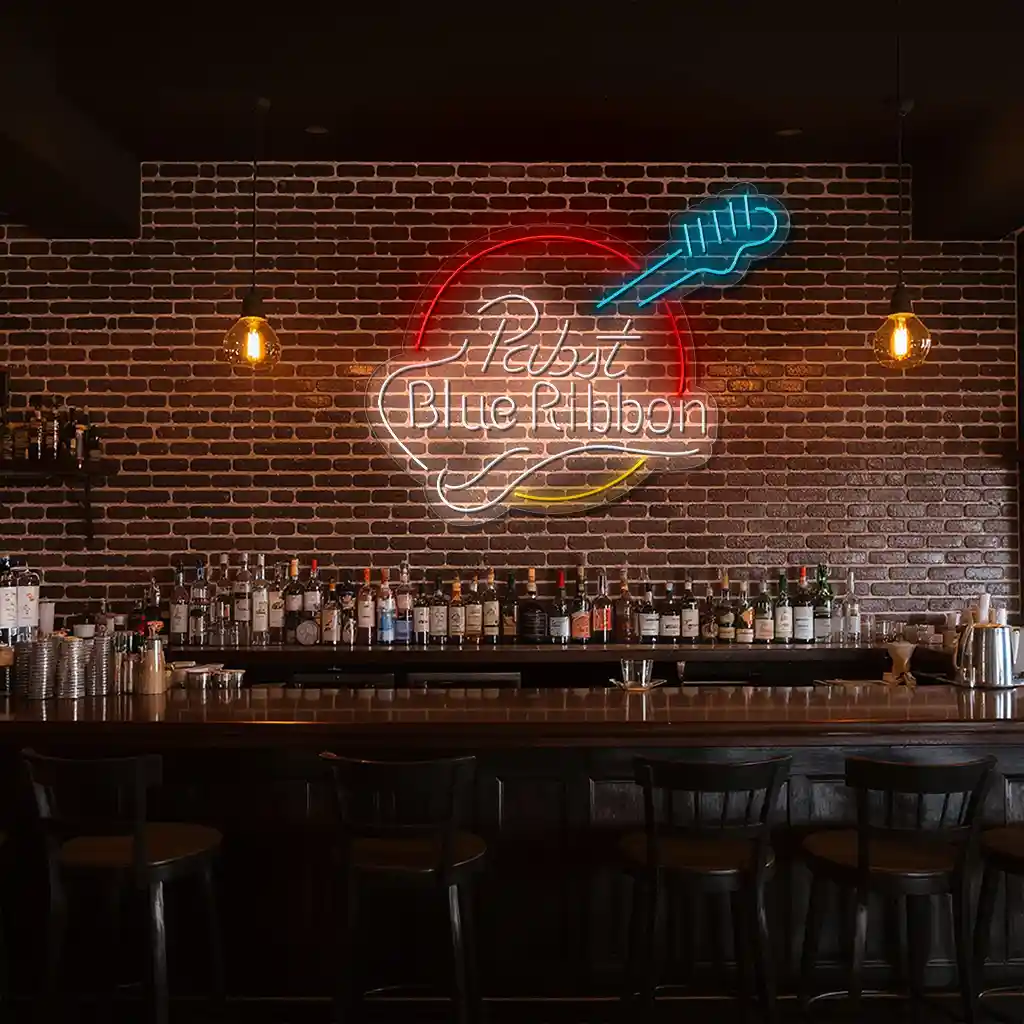 retro neon sign design vibrant pabst blue ribbon style 2 retro neon sign design vibrant pabst blue ribbon style 2