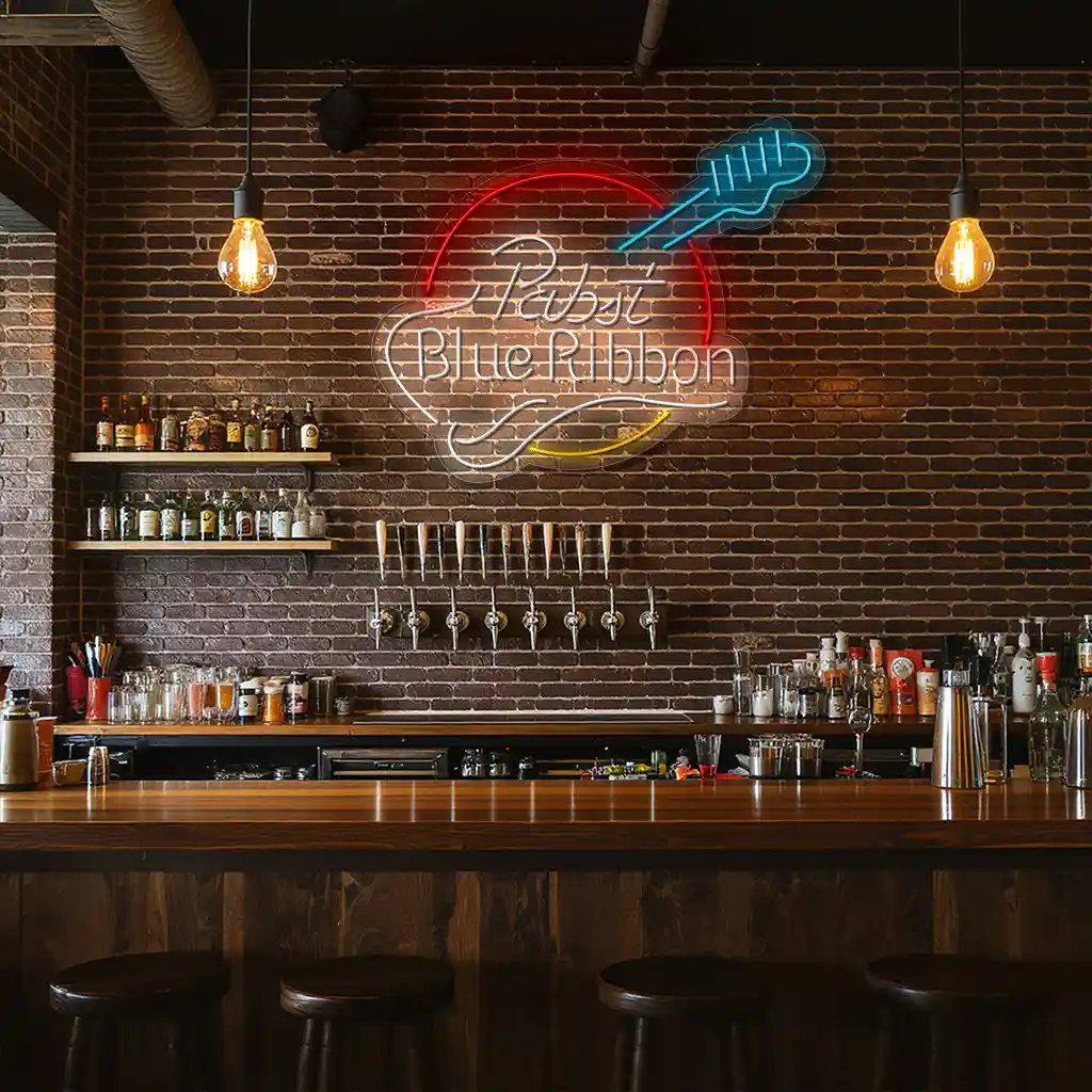 retro neon sign design vibrant pabst blue ribbon style 3 retro neon sign design vibrant pabst blue ribbon style 3