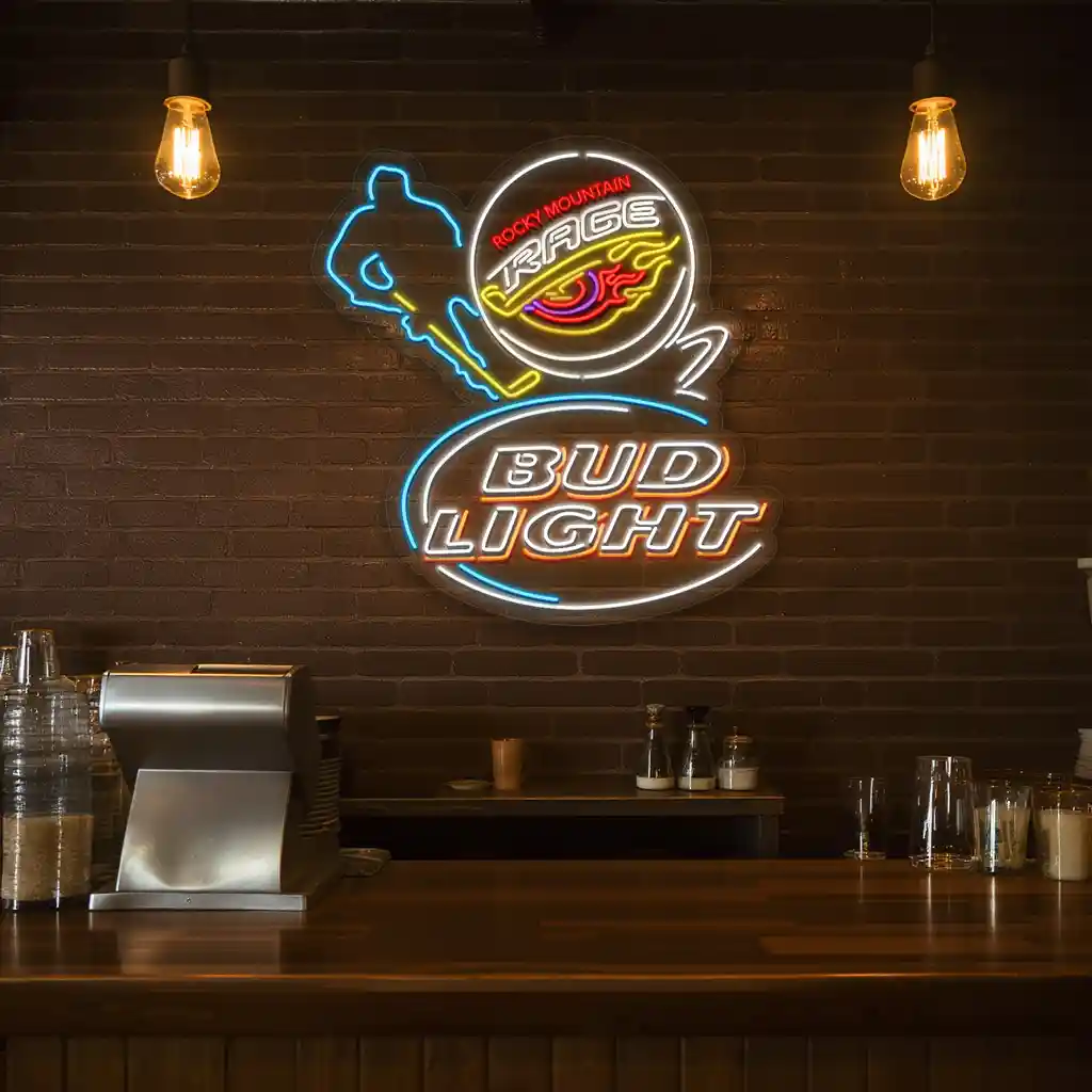 rocky mountain rage neon hockey sign bud light design 2 rocky mountain rage neon hockey sign bud light design 2