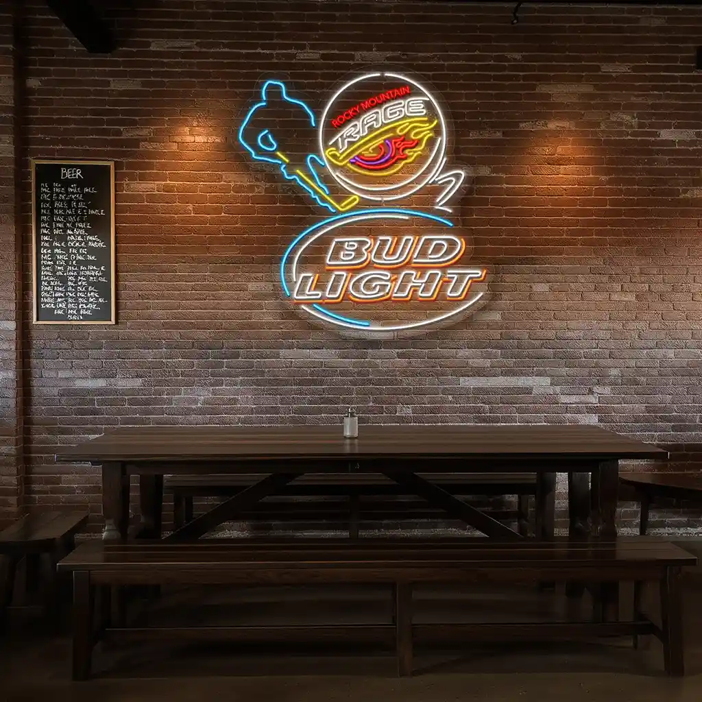rocky mountain rage neon hockey sign bud light design 3 rocky mountain rage neon hockey sign bud light design 3