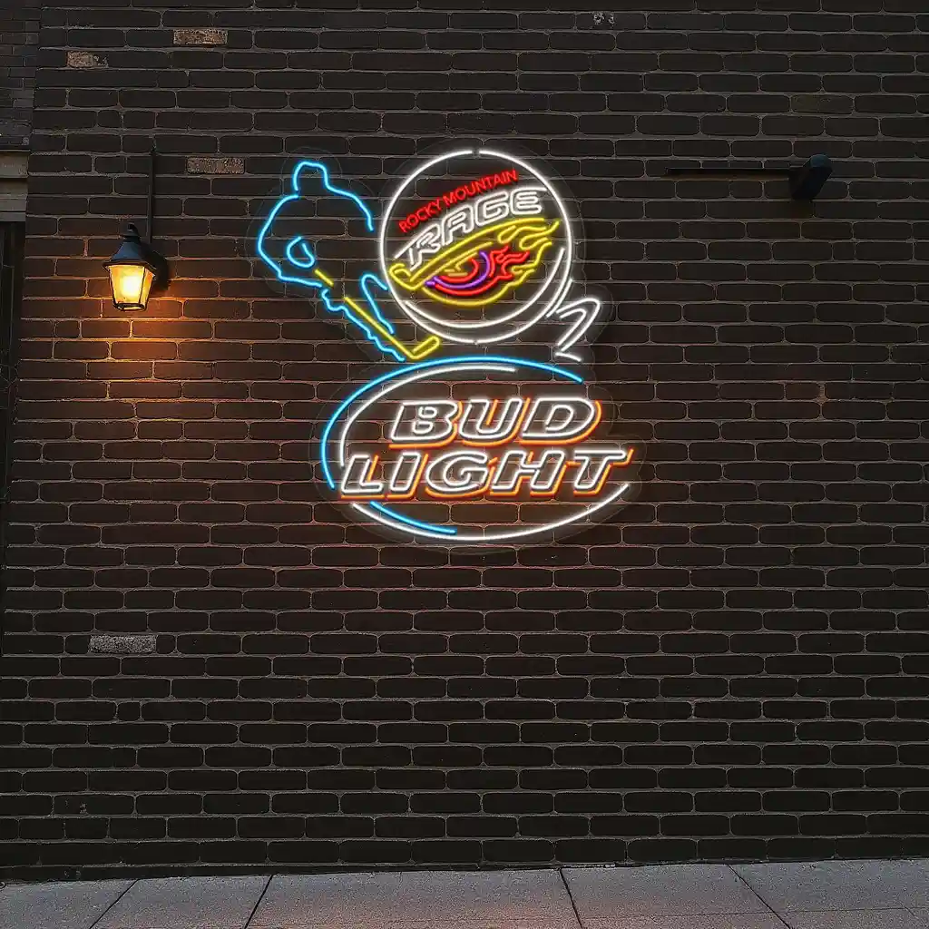 rocky mountain rage neon hockey sign bud light design 5 rocky mountain rage neon hockey sign bud light design 5