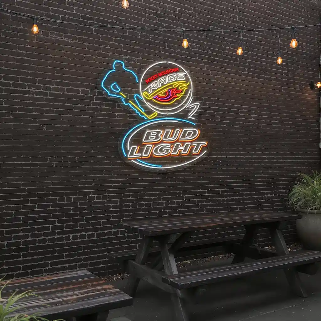 rocky mountain rage neon hockey sign bud light design 6 rocky mountain rage neon hockey sign bud light design 6