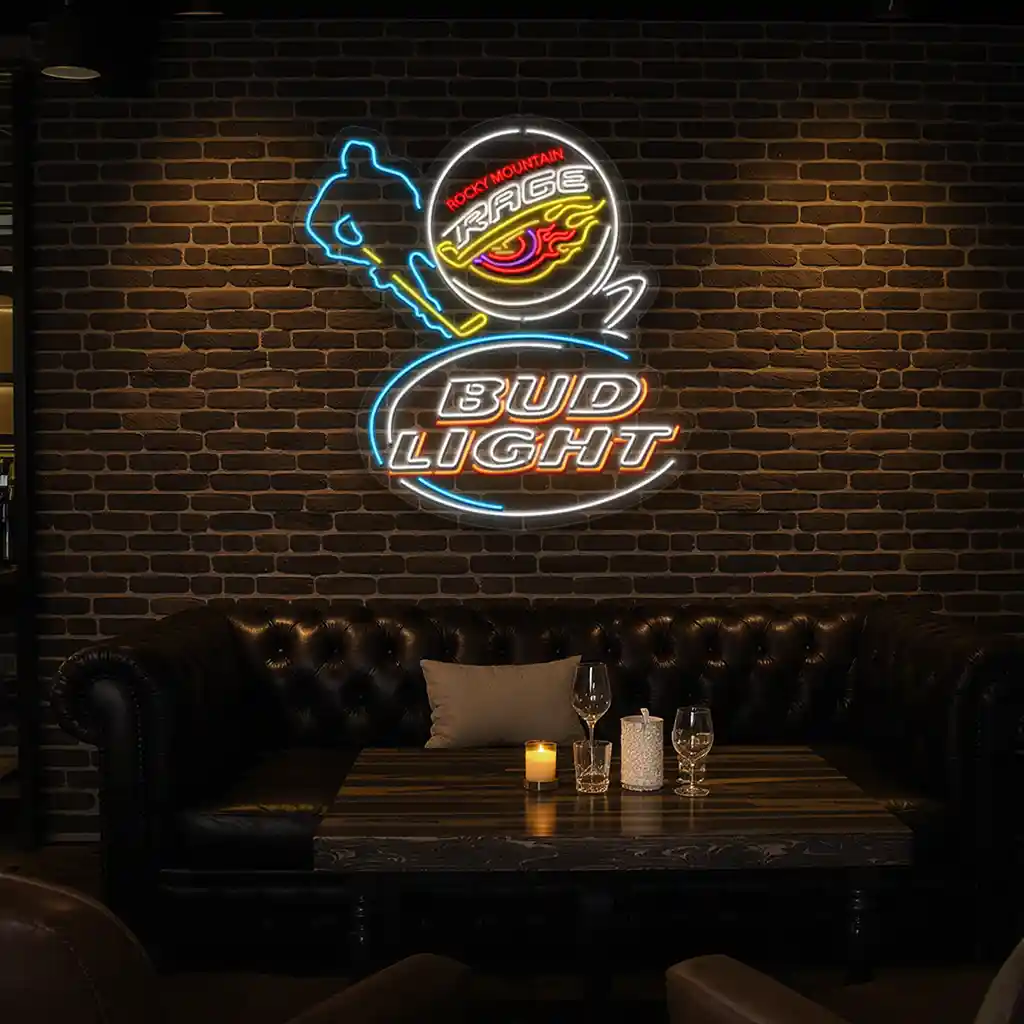 rocky mountain rage neon hockey sign bud light design 7 rocky mountain rage neon hockey sign bud light design 7