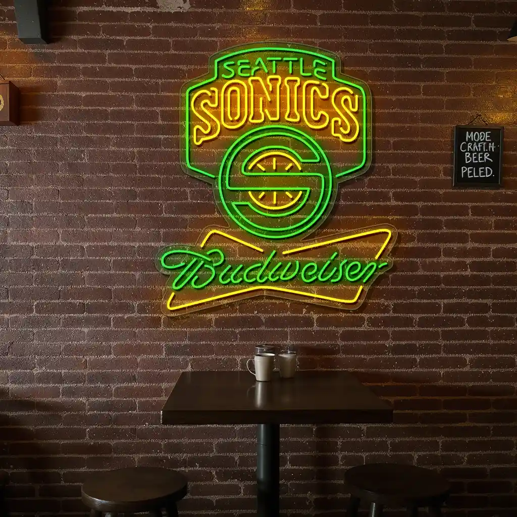seattle basketball neon sign with budweiser branding 4 seattle basketball neon sign with budweiser branding 4