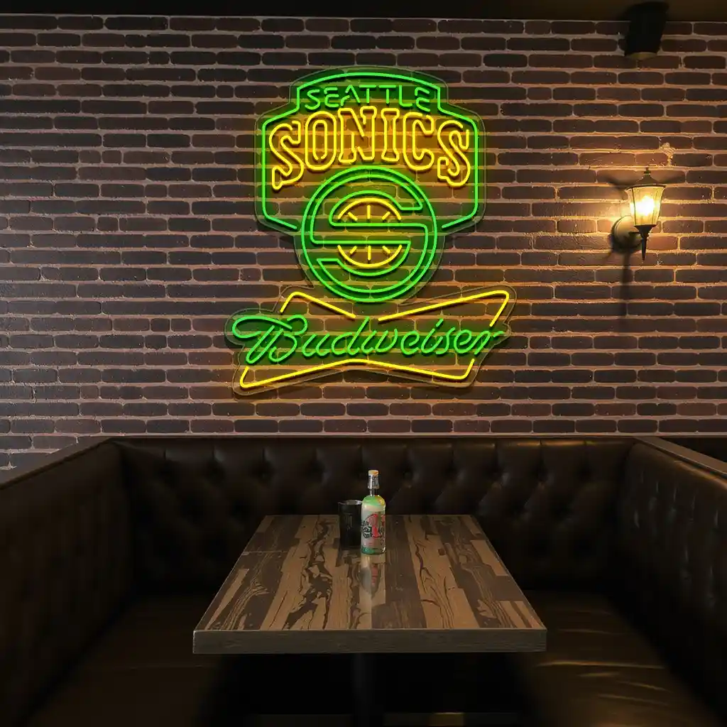 seattle basketball neon sign with budweiser branding 6 seattle basketball neon sign with budweiser branding 6
