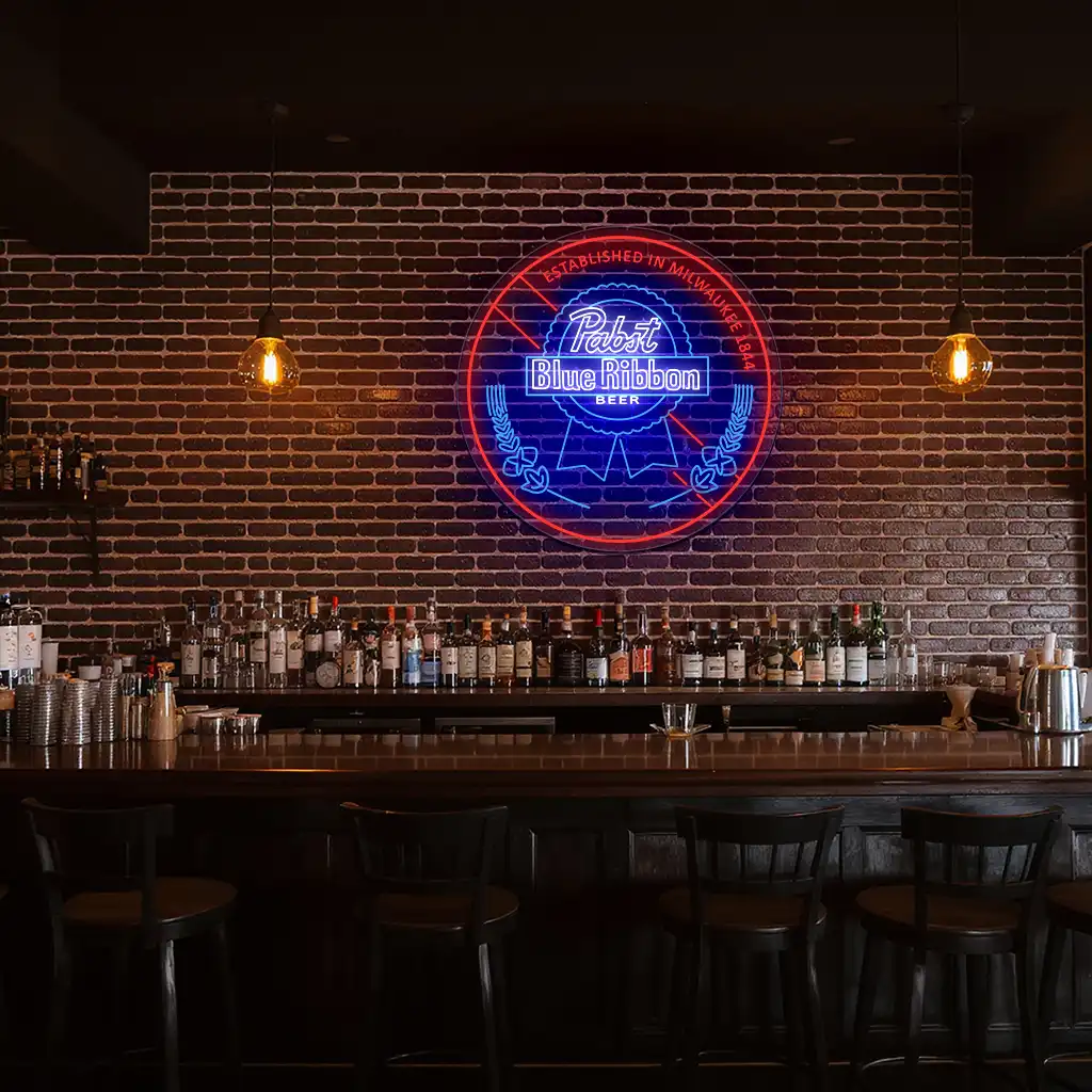 stylish neon pabst blue ribbon beer sign for unique decor fashion forward stylish neon pabst blue ribbon beer sign for unique decor fashion forward