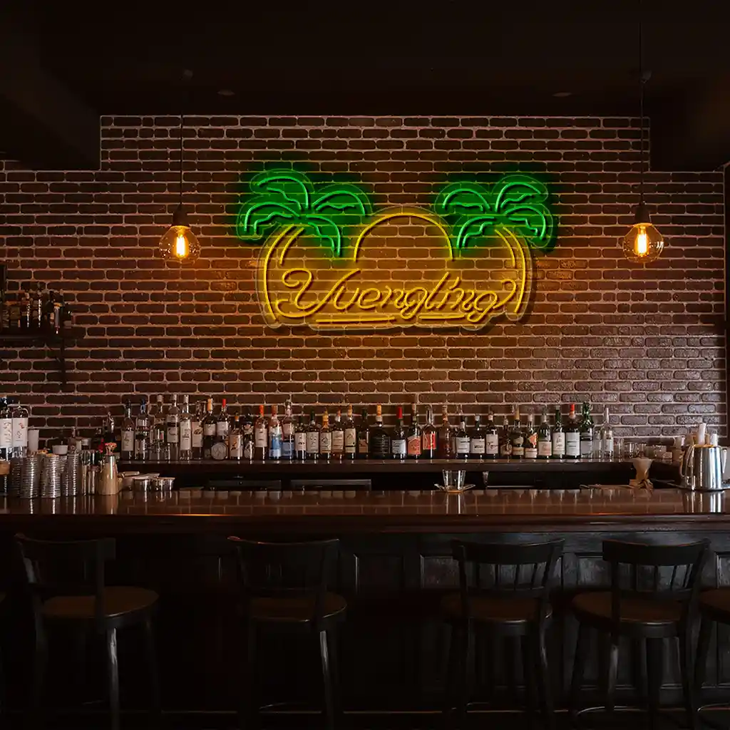 stylish neon sign with palm trees and sunset glow for decor fashion forward stylish neon sign with palm trees and sunset glow for decor fashion forward