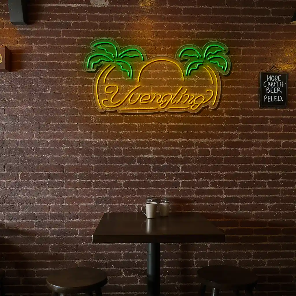 stylish neon sign with palm trees and sunset glow for decor trendy stylish neon sign with palm trees and sunset glow for decor trendy