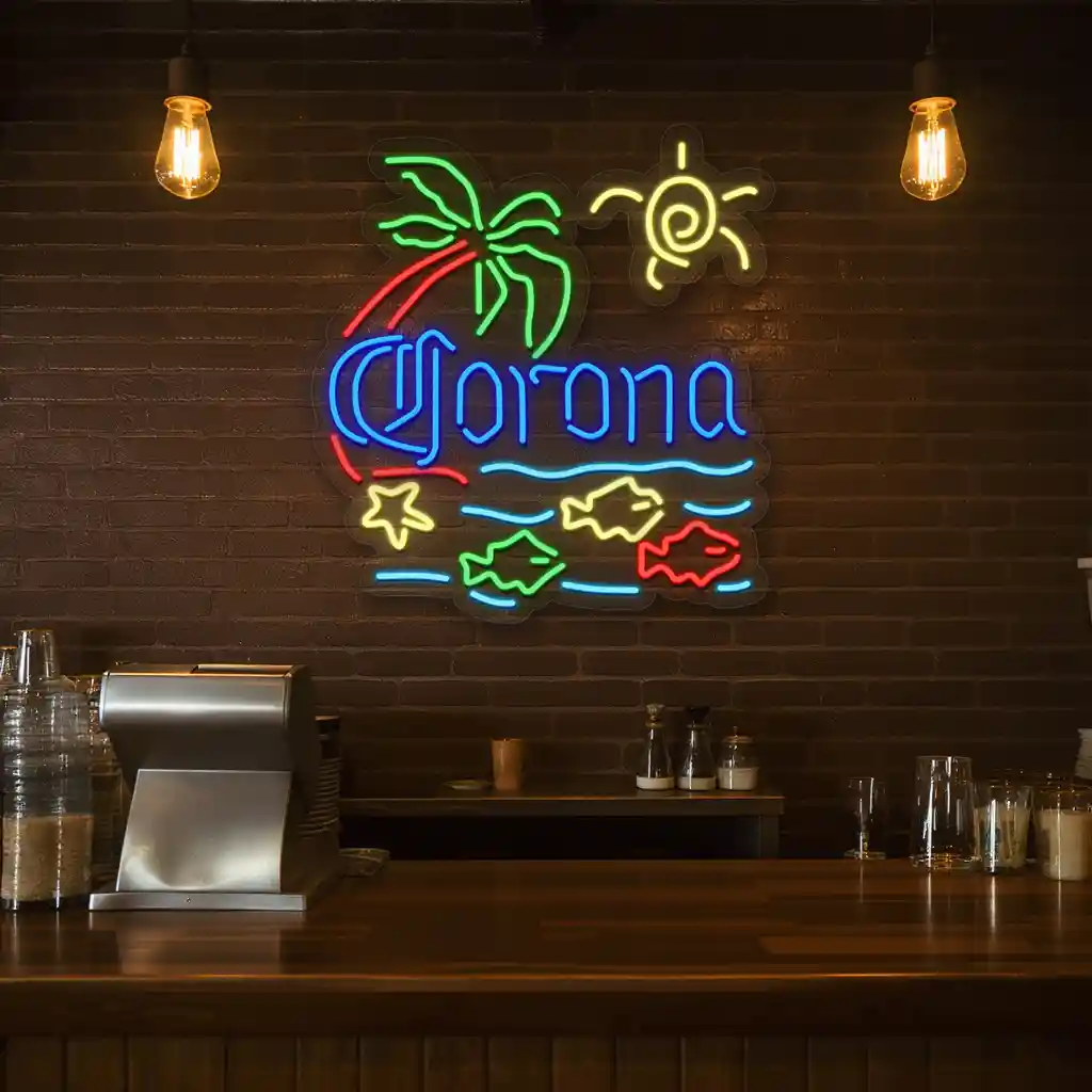 tropical neon signs beach vibes with palm sun and fish 2 tropical neon signs beach vibes with palm sun and fish 2