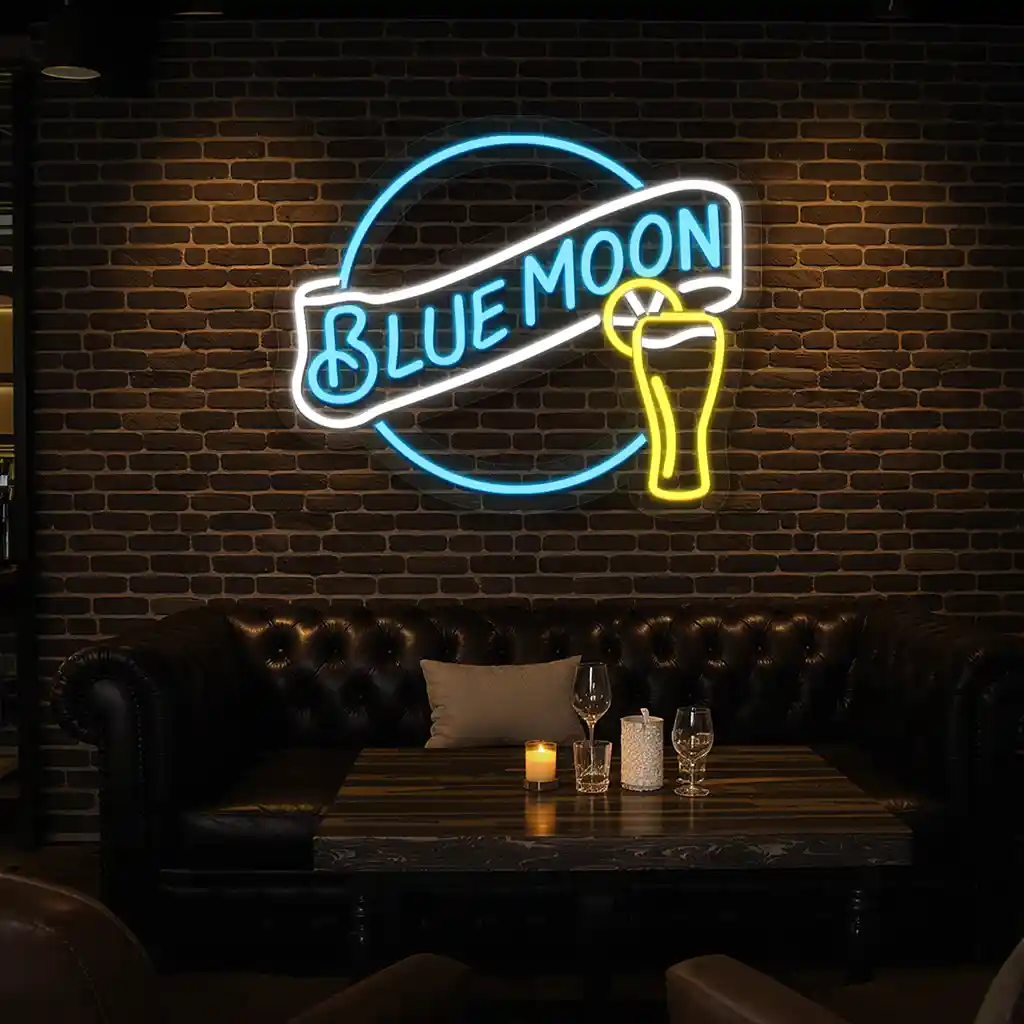 vibrant blue moon neon sign stylish bar decor for any space premium grade vibrant blue moon neon sign stylish bar decor for any space premium grade