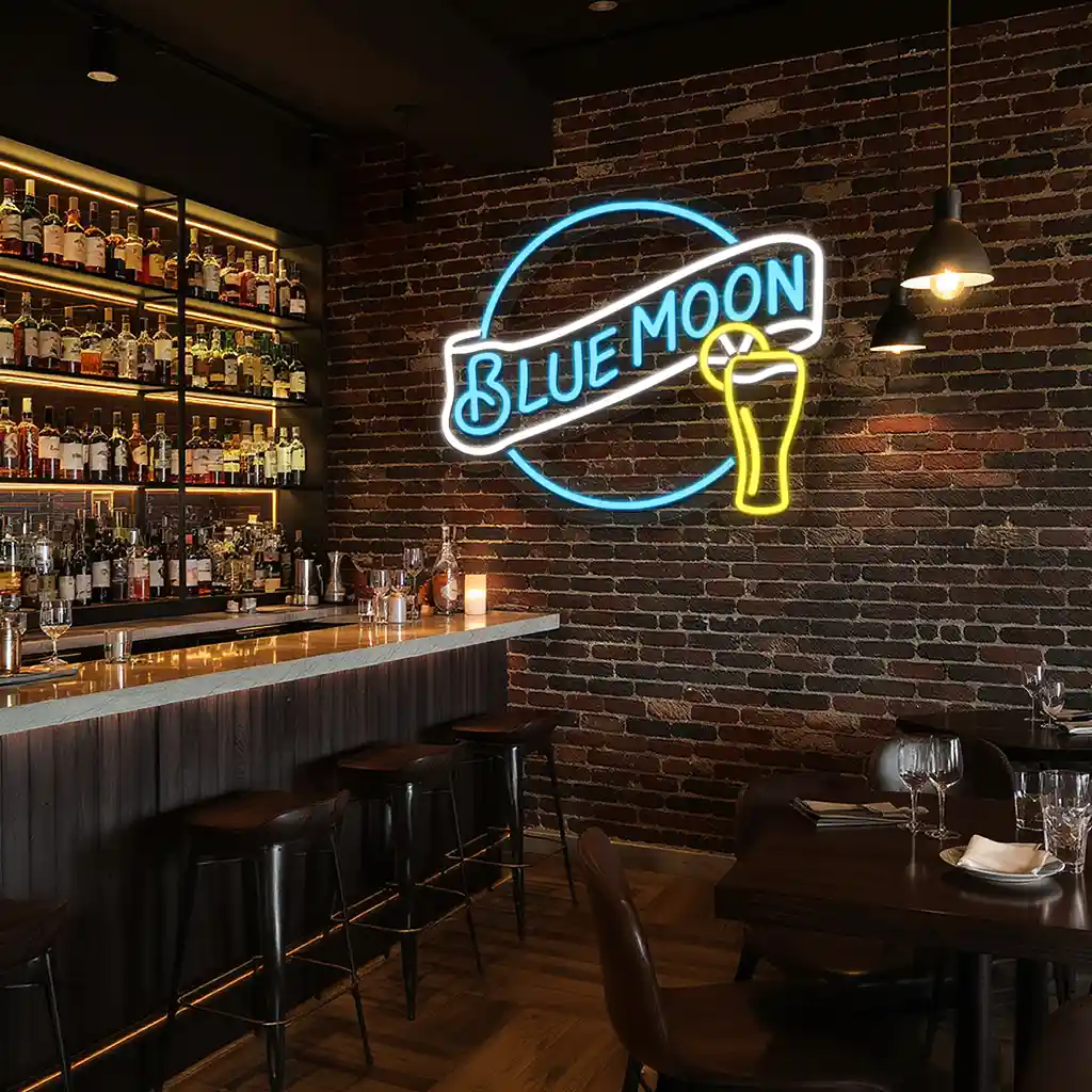 vibrant blue moon neon sign stylish bar decor for any space trendy vibrant blue moon neon sign stylish bar decor for any space trendy