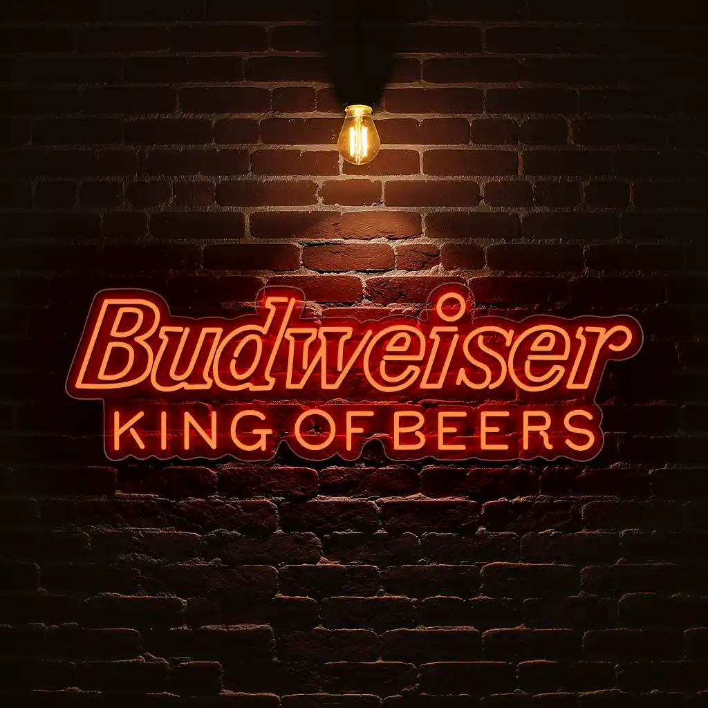vibrant budweiser neon sign king of beers aesthetic decor 2 vibrant budweiser neon sign king of beers aesthetic decor 2