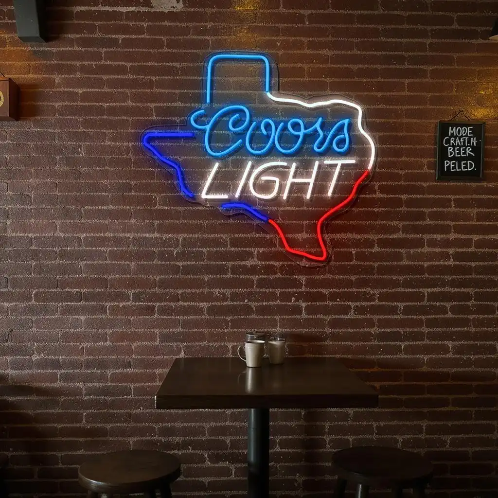 vibrant coors light neon sign in texas shape for home bar decor fashion forward vibrant coors light neon sign in texas shape for home bar decor fashion forward