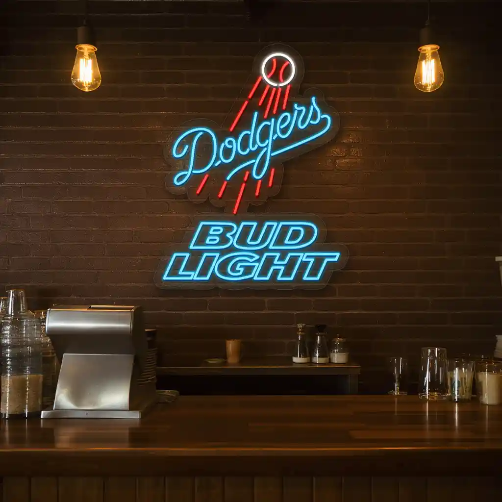 vibrant dodgers and bud light neon signs for man cave decor 2 vibrant dodgers and bud light neon signs for man cave decor 2
