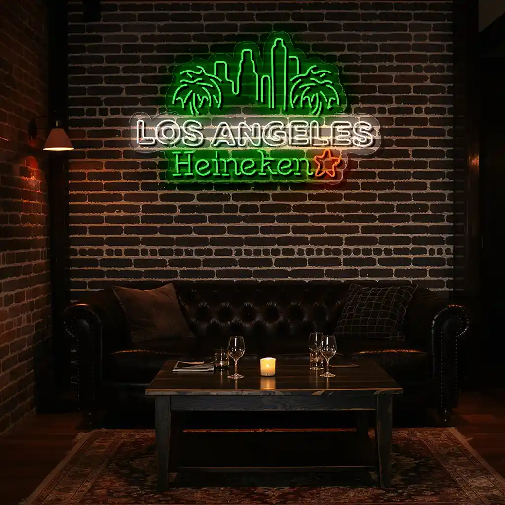 vibrant los angeles neon sign with heineken and palm trees new arrival vibrant los angeles neon sign with heineken and palm trees new arrival
